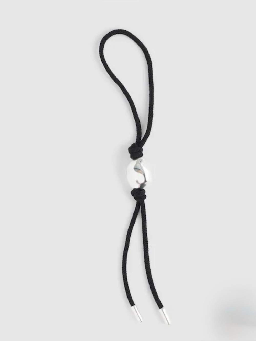 NWT Madewell Sculpted Silver Bead Cord Bag Charm w/ Jewelry Pouch